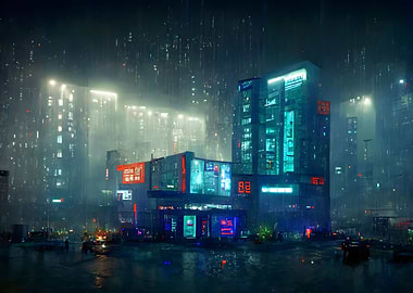 Cyberpunk neon city
