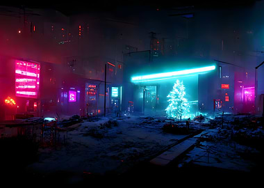 Cyberpunk neon city