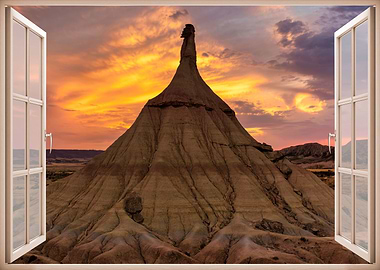 Window view dessert sunset