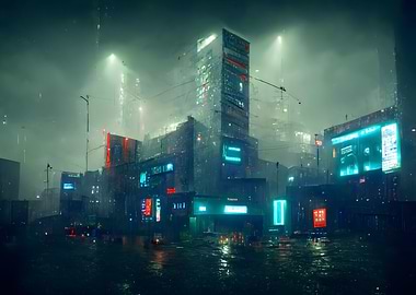Cyberpunk neon city