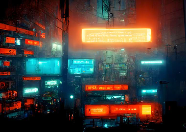 Cyberpunk neon city