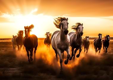 horses running