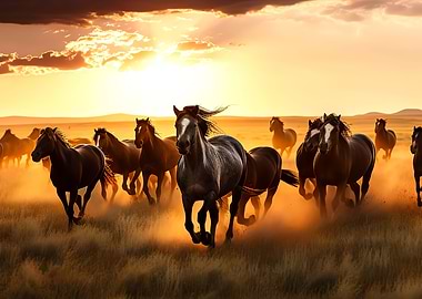 horses running