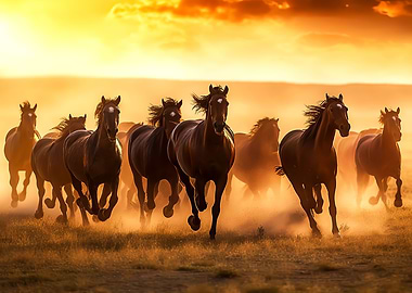 horses running
