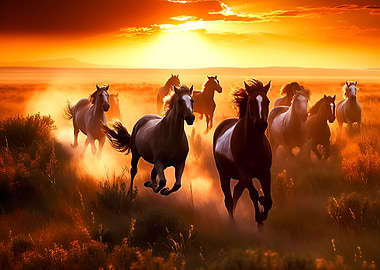 horses running