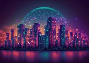 Cyberpunk neon city