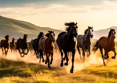 horses running