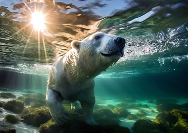 polar bear under water