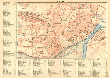 Vintage Map Kassel 19 Jh