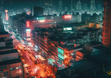 Cyberpunk neon city