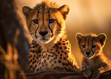 Cheetah With Cub