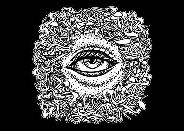 Mushroom and weeds eye BnW