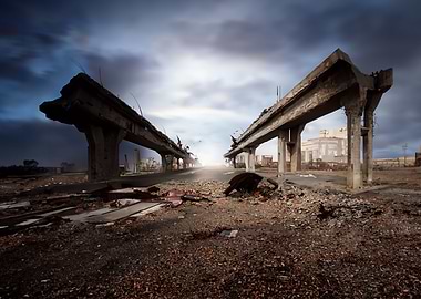 City ruins after war broke
