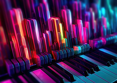 Vibrant Piano in Neon