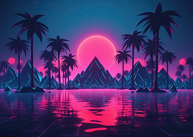 Digital Synthwave Oasis