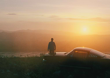 Watching Sunset Scene 2 3D