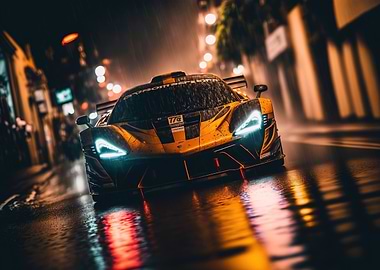Sports Car in the rain
