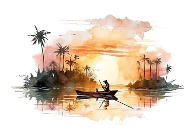 fishing watercolor