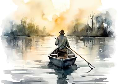 fishing watercolor