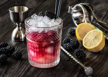 Glass of Bramble cocktail