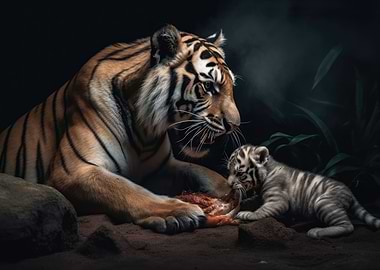 Tiger Mother and Baby