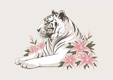 White Tiger and Lilies