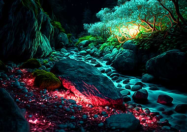 Colorful Forest In Night