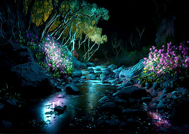 Colorful Forest In Night