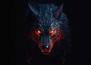 Grey wolf with lightening