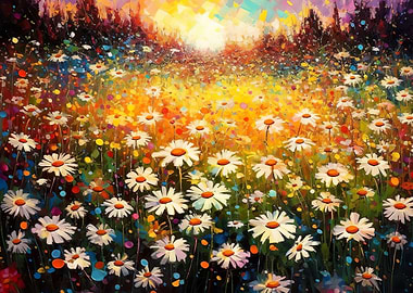 Psychedelic Daisy Field
