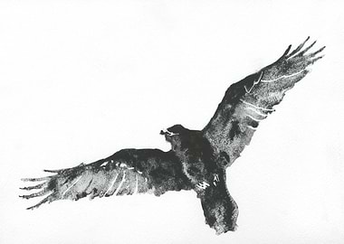 Crow watercolor painting