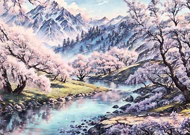 Sakura in the mountains