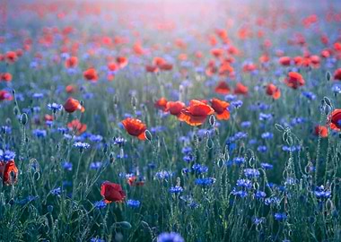 Red poppy flower, meadow