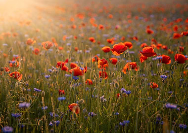 Red poppy flower, meadow