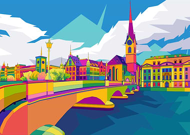 Swiss Landmark Pop art