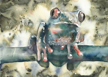 Watercolor painting frog