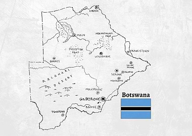 Handdrawn Botswana Map