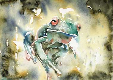 Watercolor painting frog