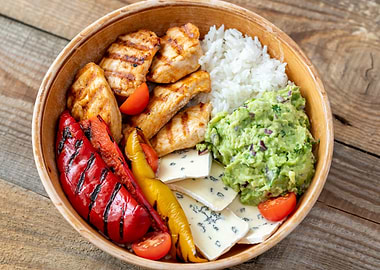 Chicken avocado and rice