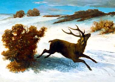 Deer Running in the Snow