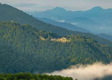 Yellow coaster in the sky