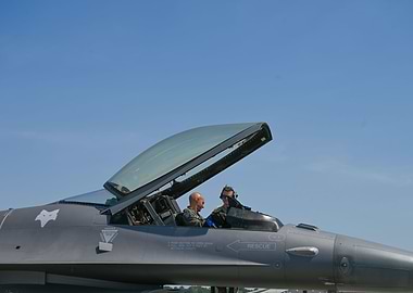 F16 Pilot in cockpit