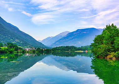 Lake landscape mountains