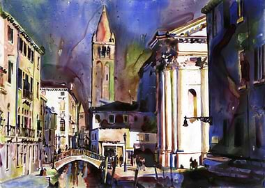 Venice Italy sunset art