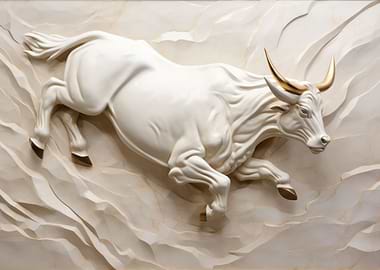 Art Deco White Bull