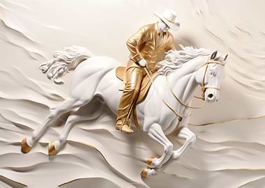 Art Deco Cowboy And Horse