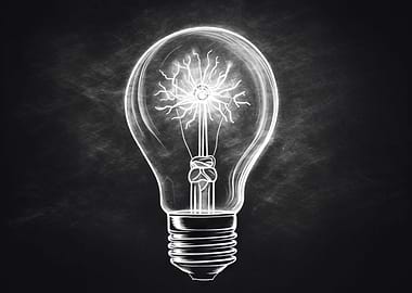 Lightbulb on chalkboard