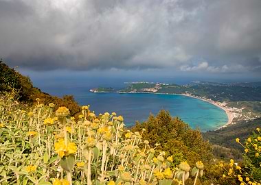 Top view of the azure bay