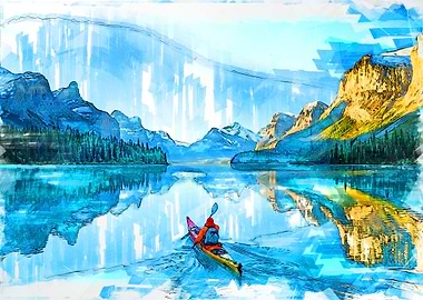 Mountains Snow and Canoes