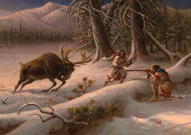 Moose Charging Hunters